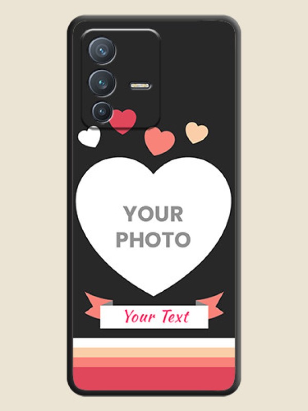 Custom Love Shaped Photo with Colorful Stripes on Personalised Space Black Soft Matte Cases - Vivo V23 Pro 5G - alternate view