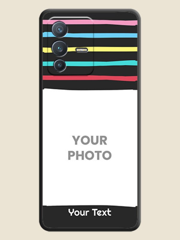 Custom Multicolor Lines with Image on Space Black Personalized Soft Matte Phone Covers - Vivo V23 Pro 5G - alternate view
