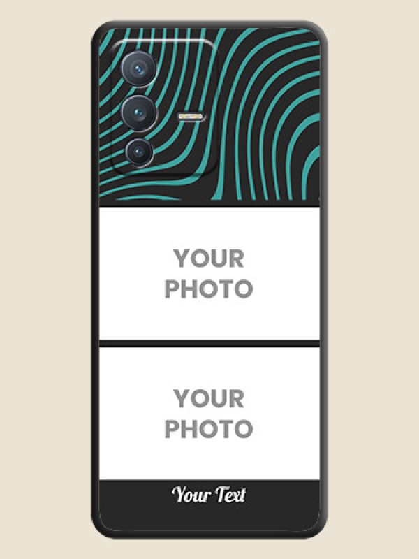 Custom Wave Pattern with 2 Image Holder on Space Black Personalized Soft Matte Phone Covers - Vivo V23 Pro 5G - alternate view