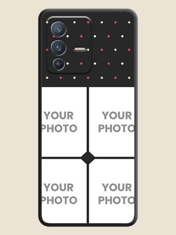 Custom Multicolor Dotted Pattern with 4 Image Holder on Space Black Custom Soft Matte Phone Cases - Vivo V23 Pro 5G - alternate view