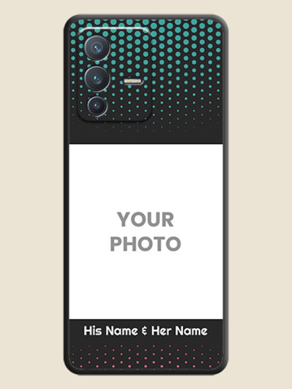 Custom Faded Dots with Grunge Photo Frame and Text on Space Black Custom Soft Matte Phone Cases - Vivo V23 Pro 5G - alternate view