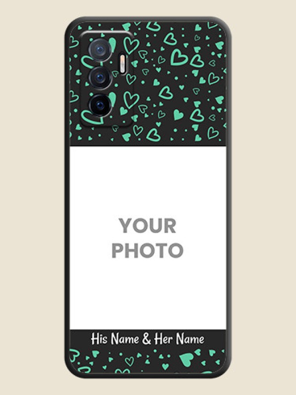 Custom Sea Green Indefinite Love Pattern on Photo on Space Black Soft Matte Mobile Cover - Vivo V23e 5G - alternate view