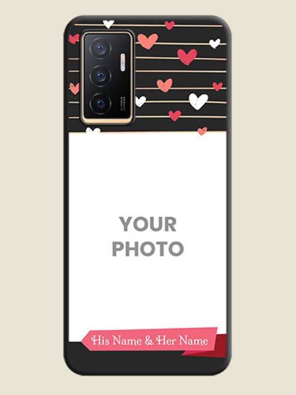 Custom Love Pattern with Name on Pink Ribbon  on Photo on Space Black Soft Matte Back Cover - Vivo V23e 5G - alternate view