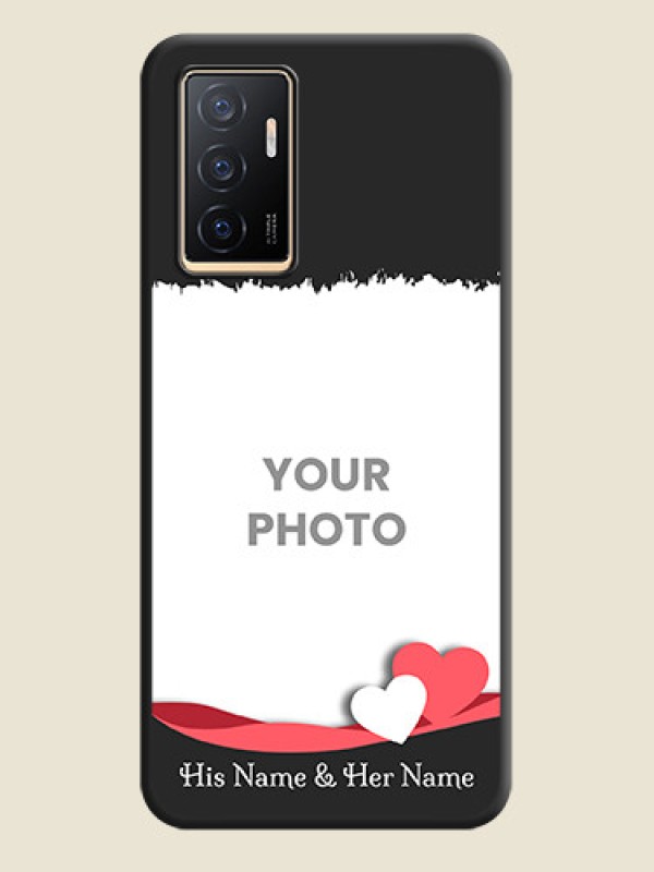 Custom Pin Color Love Shaped Ribbon Design with Text on Space Black Custom Soft Matte Phone Back Cover - Vivo V23e 5G - alternate view