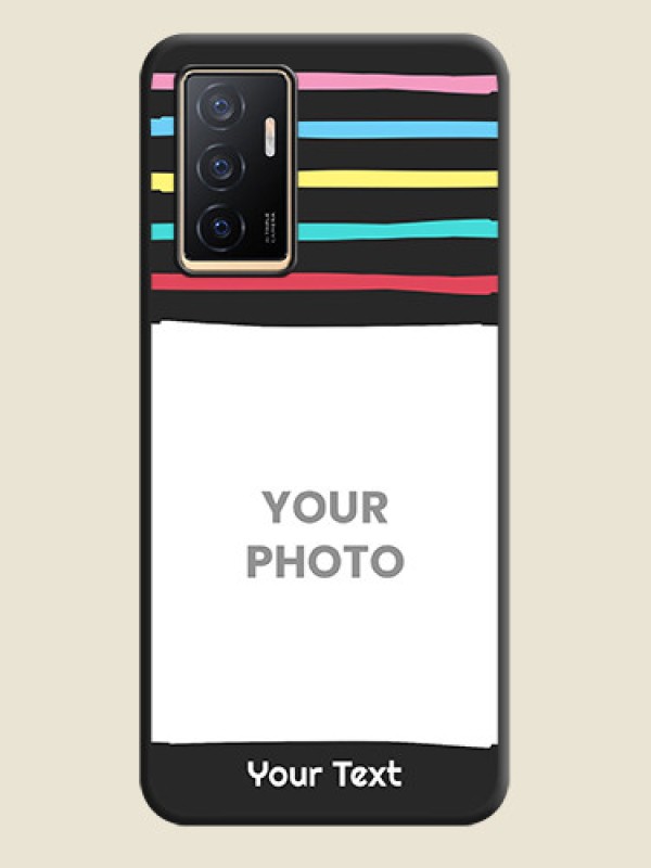 Custom Multicolor Lines with Image on Space Black Personalized Soft Matte Phone Covers - Vivo V23e 5G - alternate view