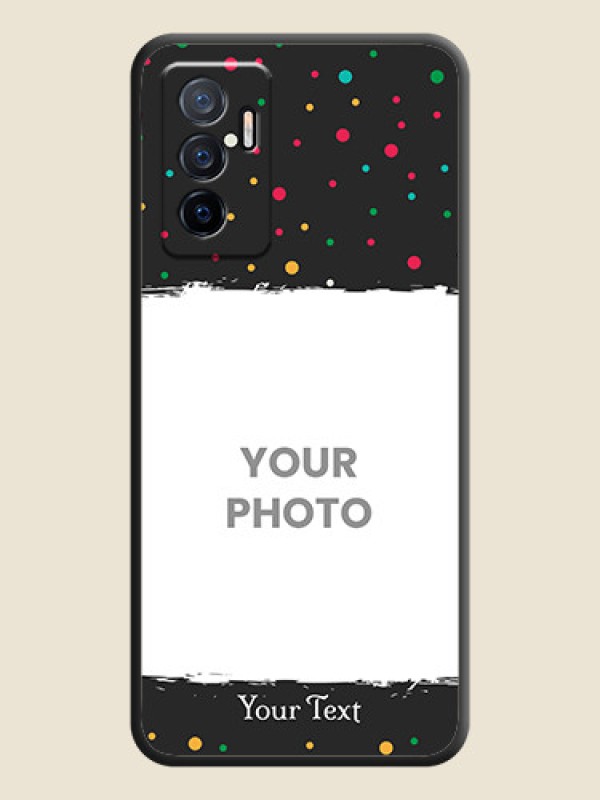 Custom Multicolor Dotted Pattern with Text on Space Black Custom Soft Matte Phone Back Cover - Vivo V23e 5G - alternate view