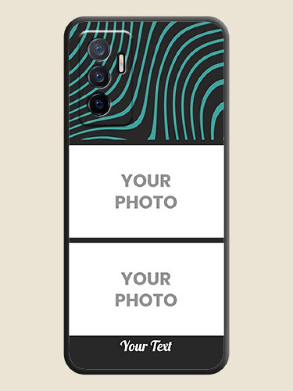 Custom Wave Pattern with 2 Image Holder on Space Black Personalized Soft Matte Phone Covers - Vivo V23e 5G - alternate view
