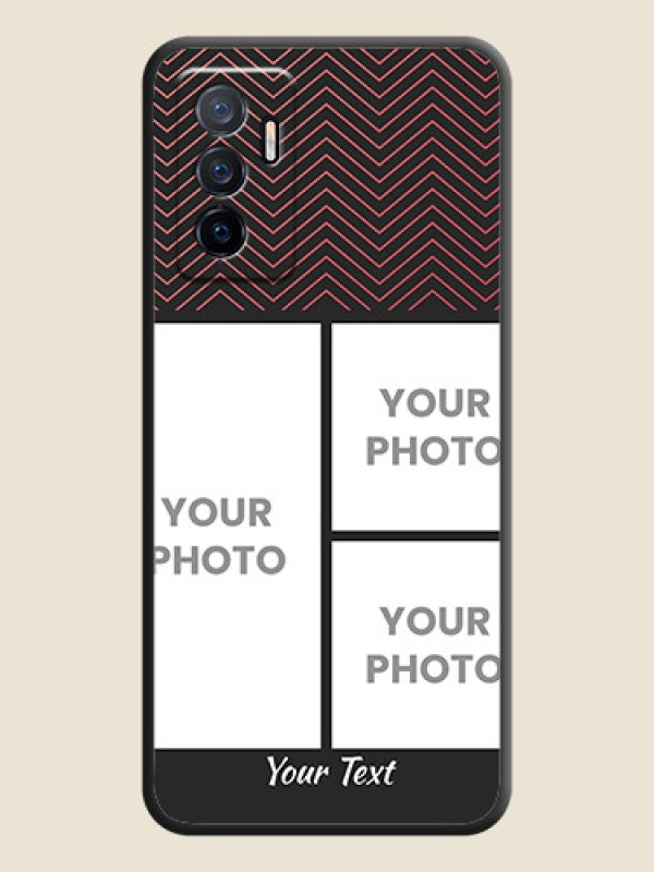 Custom Wave Pattern with 3 Image Holder on Space Black Custom Soft Matte Back Cover - Vivo V23e 5G - alternate view