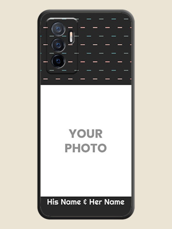 Custom Line Pattern Design with Text on Space Black Custom Soft Matte Phone Back Cover - Vivo V23e 5G - alternate view