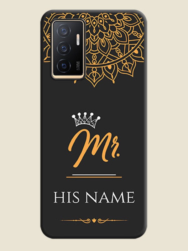 Custom Mr Name with Floral Design  on Personalised Space Black Soft Matte Cases - Vivo V23e 5G - alternate view