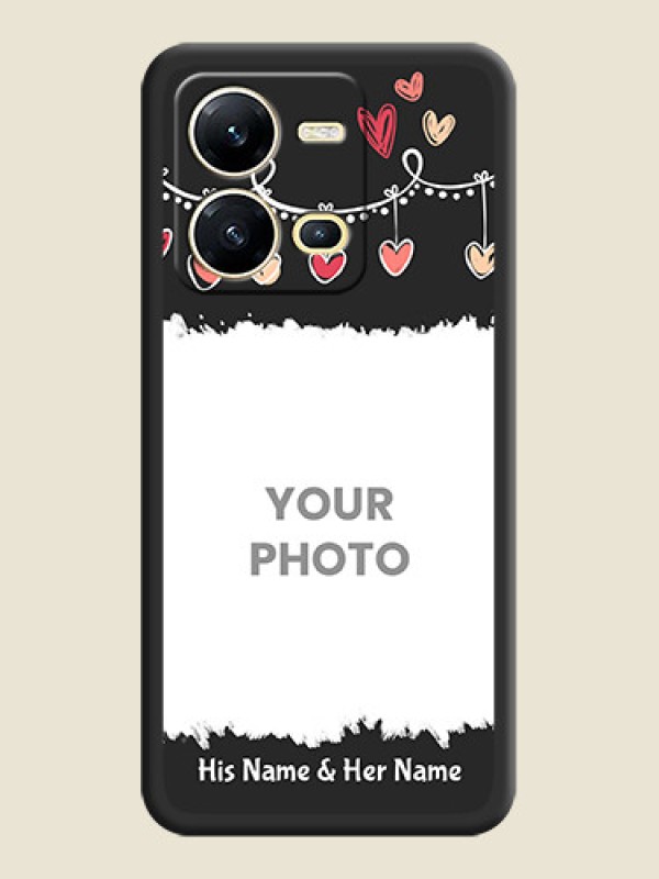 Custom Pink Love Hangings with Name on Space Black Custom Soft Matte Phone Cases - Vivo V25 5G - alternate view