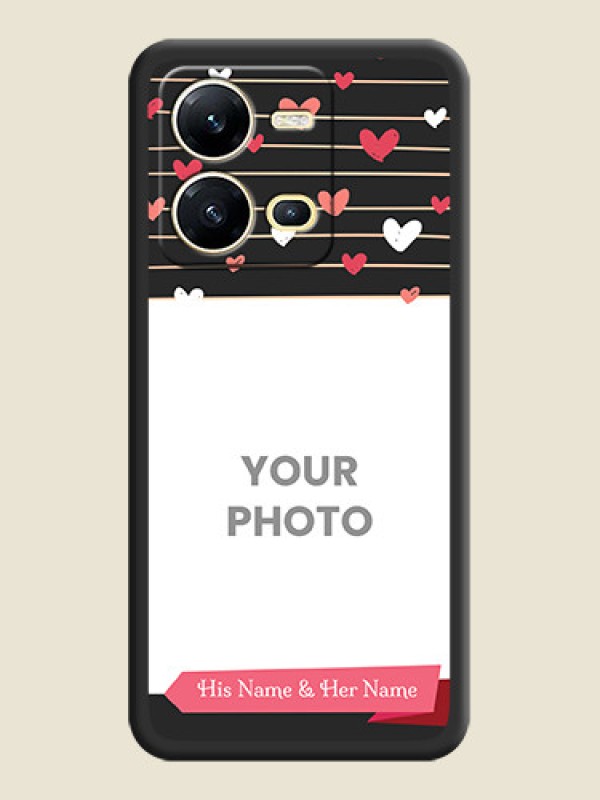 Custom Love Pattern with Name on Pink Ribbon  on Photo on Space Black Soft Matte Back Cover - Vivo V25 5G - alternate view