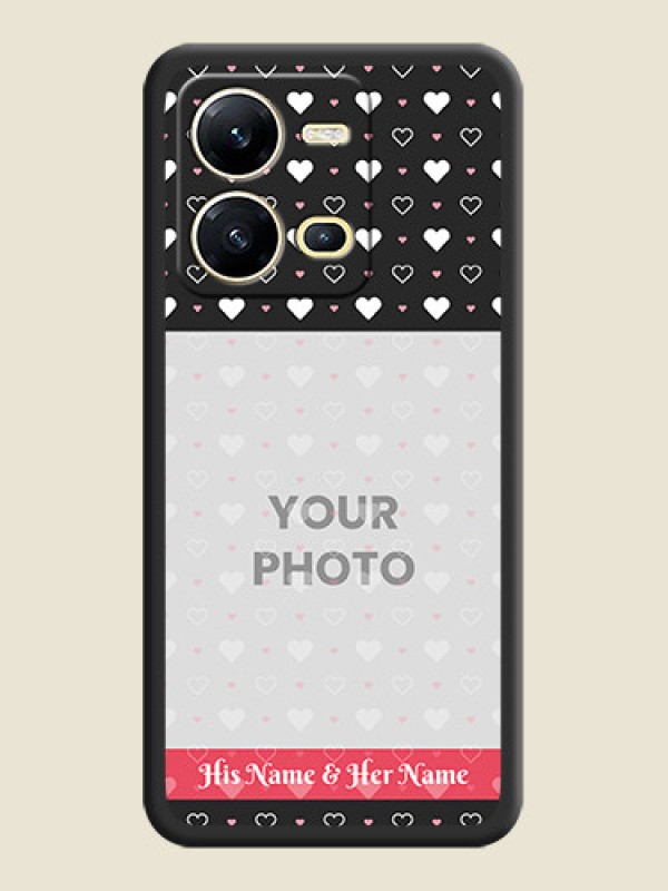 Custom White Color Love Symbols with Text Design on Photo on Space Black Soft Matte Phone Cover - Vivo V25 5G - alternate view
