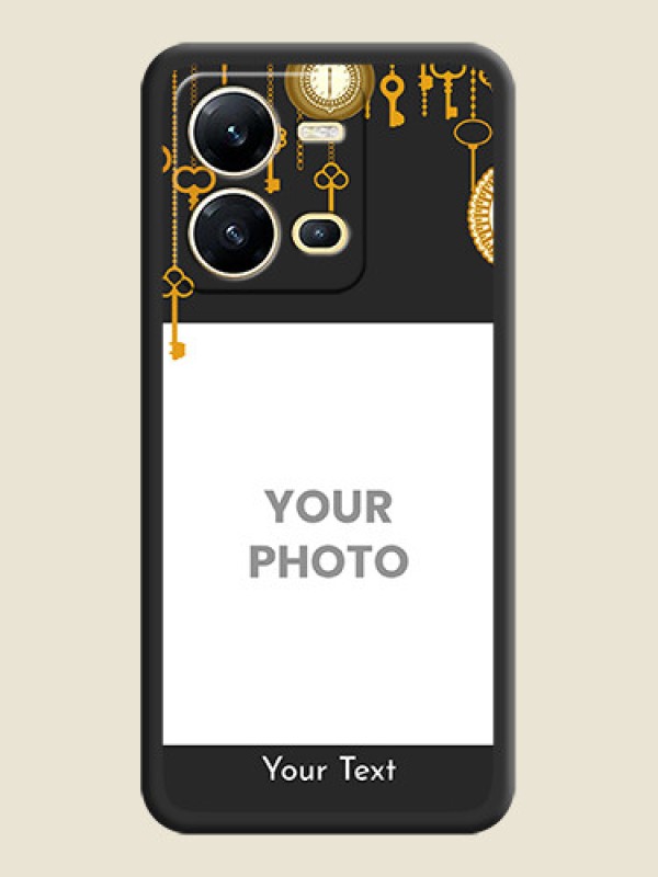 Custom Decorative Design with Text on Space Black Custom Soft Matte Back Cover - Vivo V25 5G - alternate view