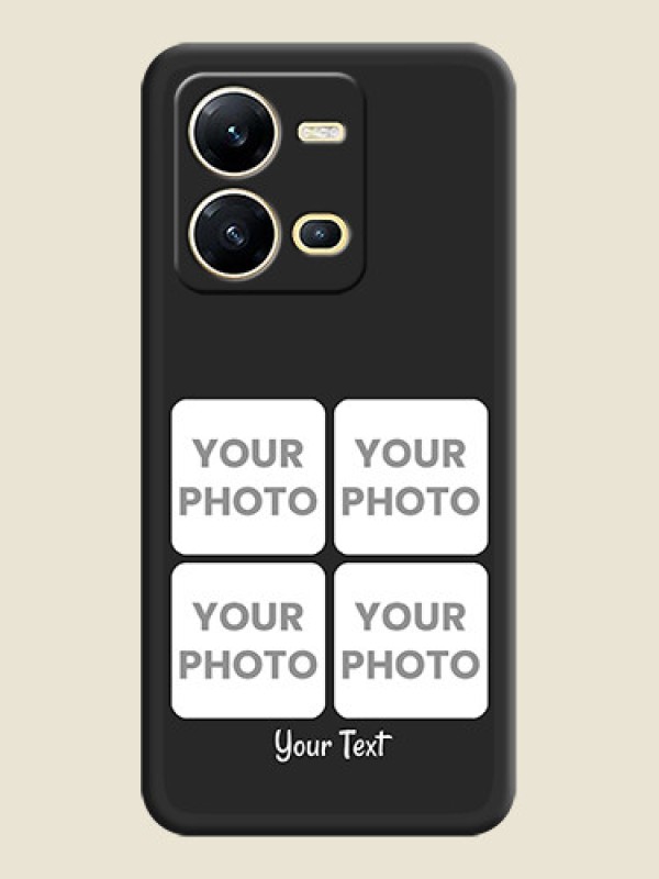 Custom Floral Art with 6 Image Holder on Photo on Space Black Soft Matte Mobile Case - Vivo V25 5G - alternate view