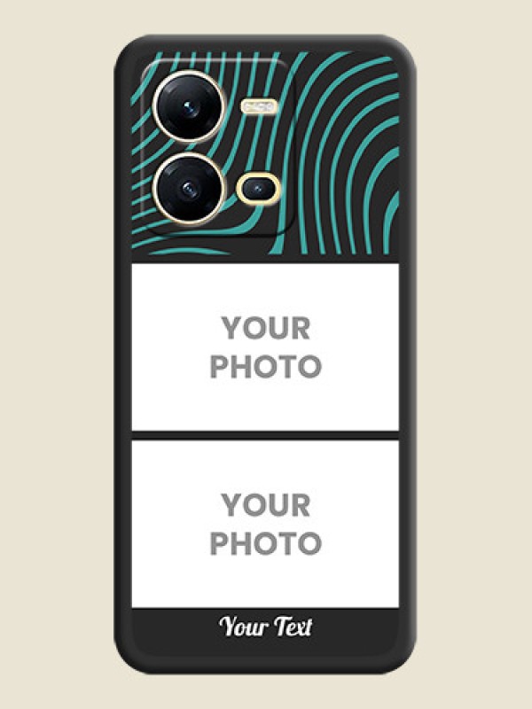 Custom Wave Pattern with 2 Image Holder on Space Black Personalized Soft Matte Phone Covers - Vivo V25 5G - alternate view