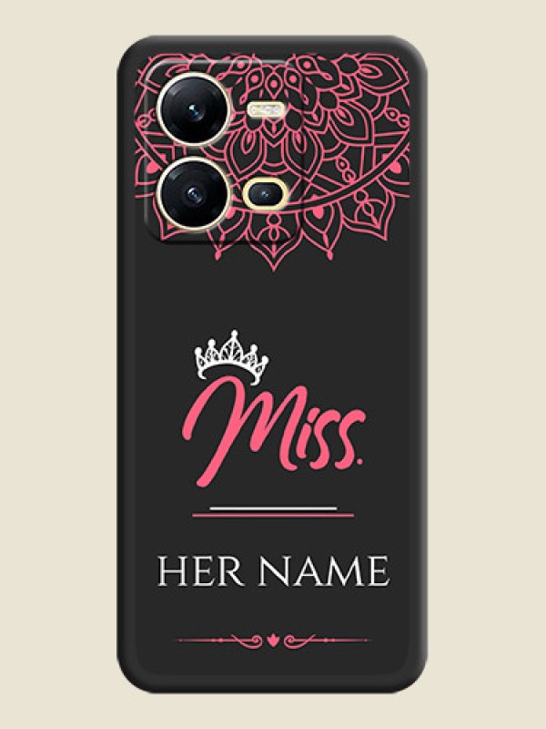 Custom Mrs Name with Floral Design on Space Black Personalized Soft Matte Phone Covers - Vivo V25 5G - alternate view