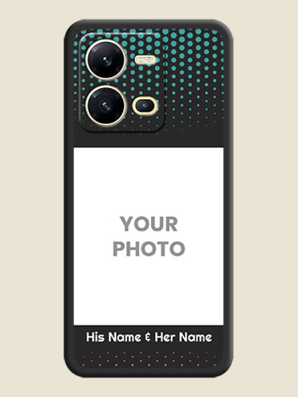 Custom Faded Dots with Grunge Photo Frame and Text on Space Black Custom Soft Matte Phone Cases - Vivo V25 5G - alternate view