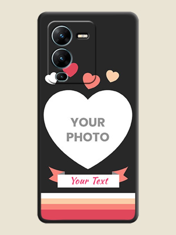 Custom Love Shaped Photo with Colorful Stripes on Personalised Space Black Soft Matte Cases - Vivo V25 Pro 5G - alternate view