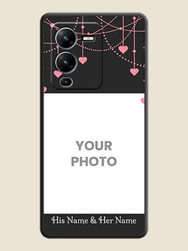 Custom Pink Love Hangings with Text on Space Black Custom Soft Matte Back Cover - Vivo V25 Pro 5G - alternate view