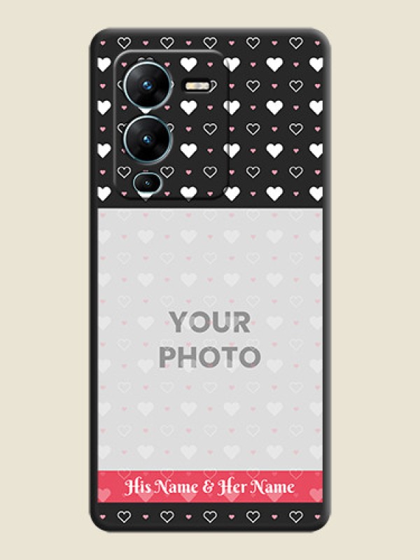 Custom White Color Love Symbols with Text Design on Photo on Space Black Soft Matte Phone Cover - Vivo V25 Pro 5G - alternate view