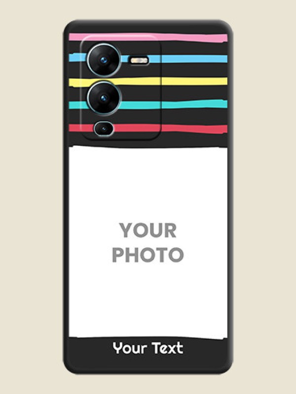 Custom Multicolor Lines with Image on Space Black Personalized Soft Matte Phone Covers - Vivo V25 Pro 5G - alternate view
