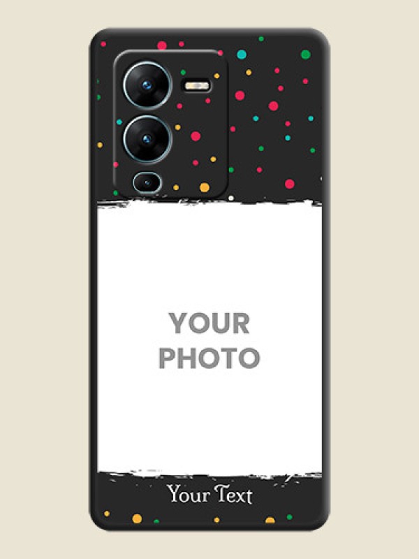 Custom Multicolor Dotted Pattern with Text on Space Black Custom Soft Matte Phone Back Cover - Vivo V25 Pro 5G - alternate view