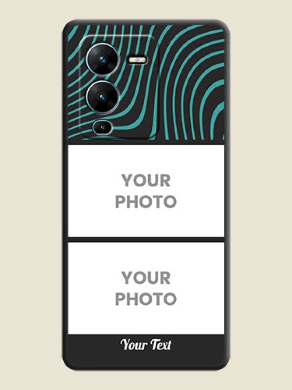 Custom Wave Pattern with 2 Image Holder on Space Black Personalized Soft Matte Phone Covers - Vivo V25 Pro 5G - alternate view