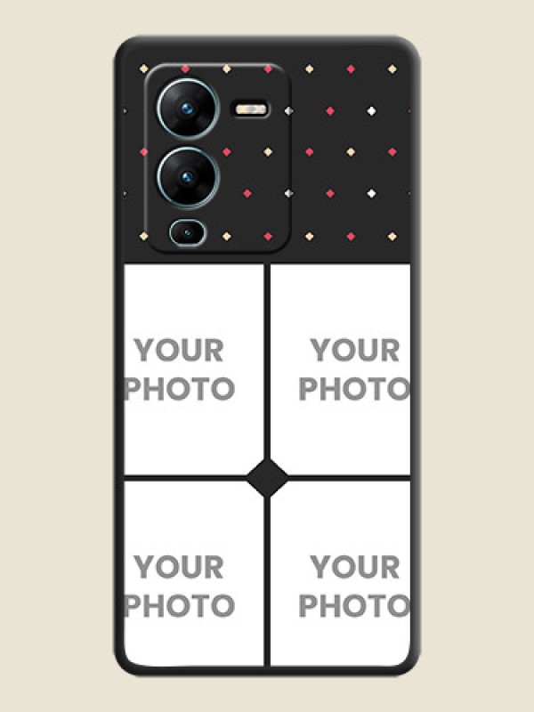 Custom Multicolor Dotted Pattern with 4 Image Holder on Space Black Custom Soft Matte Phone Cases - Vivo V25 Pro 5G - alternate view