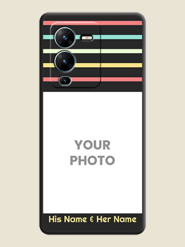 Custom Color Stripes with Photo and Text on Photo on Space Black Soft Matte Mobile Case - Vivo V25 Pro 5G - alternate view