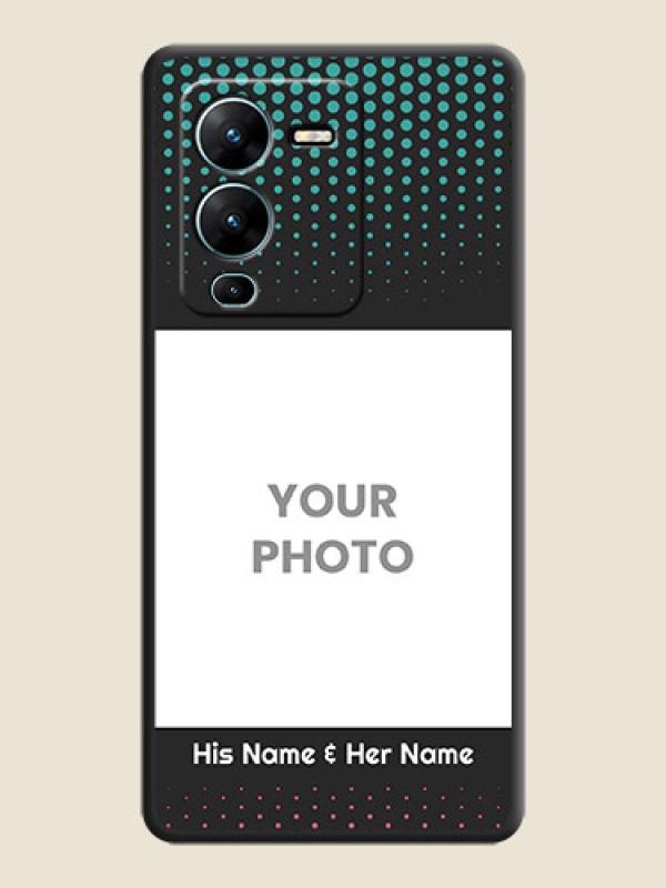 Custom Faded Dots with Grunge Photo Frame and Text on Space Black Custom Soft Matte Phone Cases - Vivo V25 Pro 5G - alternate view