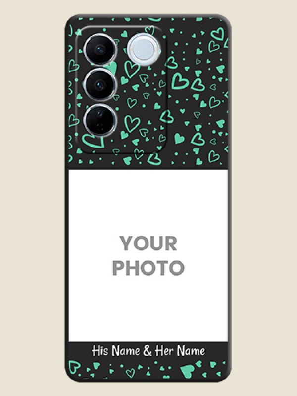 Custom Sea Green Indefinite Love Pattern on Photo on Space Black Soft Matte Mobile Cover - Vivo V27 Pro - alternate view