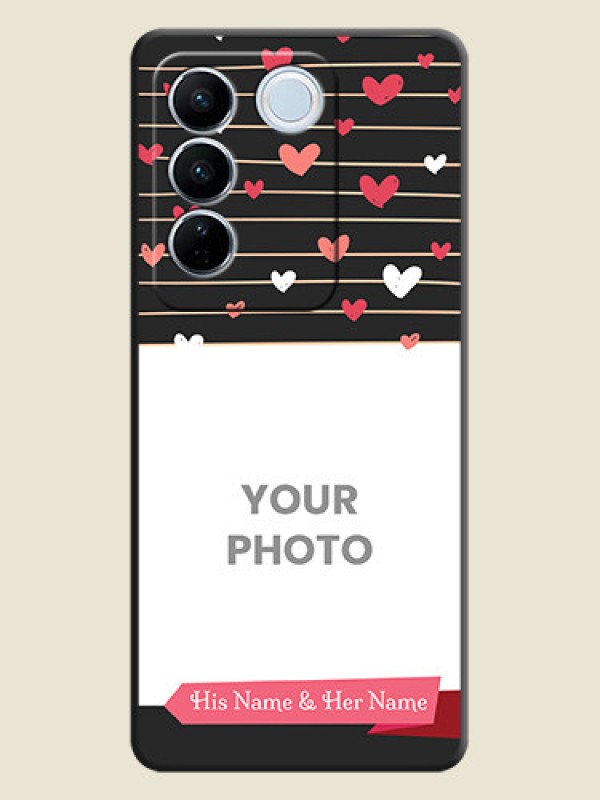 Custom Love Pattern with Name on Pink Ribbon  on Photo on Space Black Soft Matte Back Cover - Vivo V27 Pro - alternate view