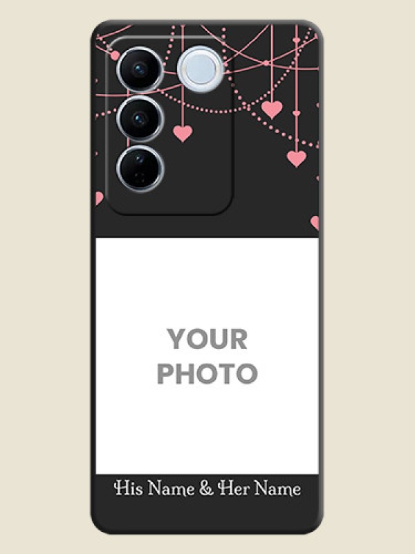Custom Pink Love Hangings with Text on Space Black Custom Soft Matte Back Cover - Vivo V27 Pro - alternate view