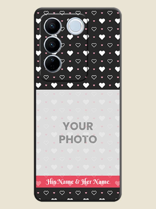 Custom White Color Love Symbols with Text Design on Photo on Space Black Soft Matte Phone Cover - Vivo V27 Pro - alternate view