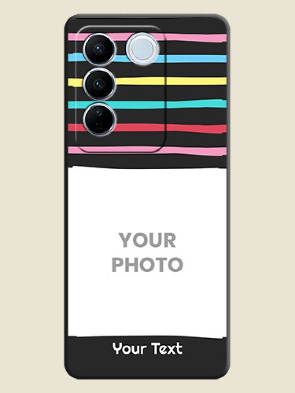 Custom Multicolor Lines with Image on Space Black Personalized Soft Matte Phone Covers - Vivo V27 Pro - alternate view