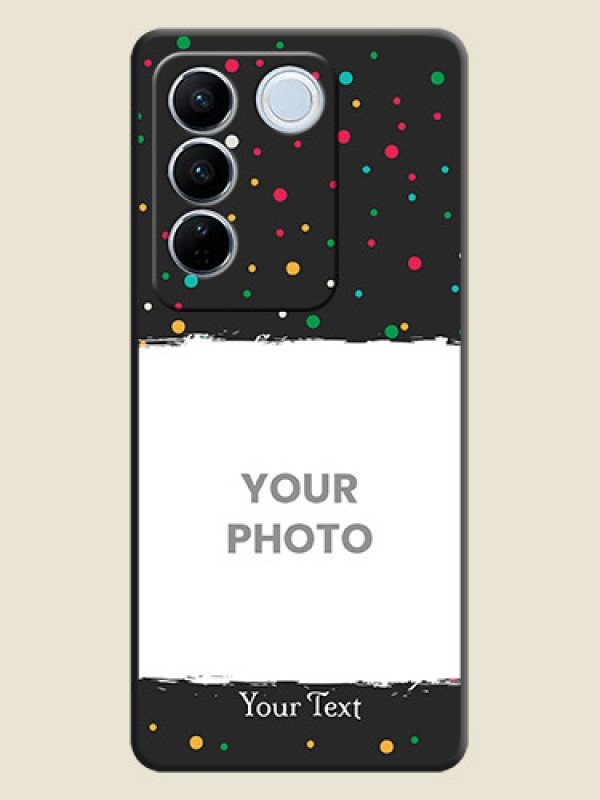 Custom Multicolor Dotted Pattern with Text on Space Black Custom Soft Matte Phone Back Cover - Vivo V27 Pro - alternate view