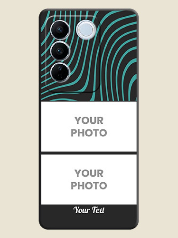 Custom Wave Pattern with 2 Image Holder on Space Black Personalized Soft Matte Phone Covers - Vivo V27 Pro - alternate view