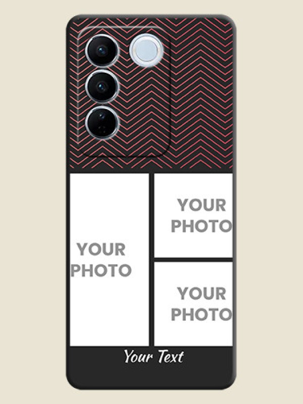 Custom Wave Pattern with 3 Image Holder on Space Black Custom Soft Matte Back Cover - Vivo V27 Pro - alternate view