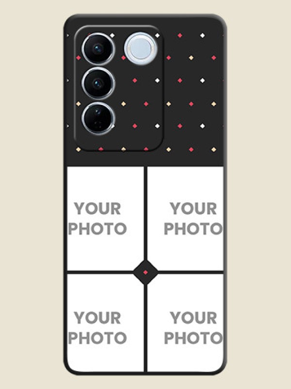 Custom Multicolor Dotted Pattern with 4 Image Holder on Space Black Custom Soft Matte Phone Cases - Vivo V27 Pro - alternate view