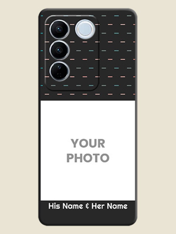 Custom Line Pattern Design with Text on Space Black Custom Soft Matte Phone Back Cover - Vivo V27 Pro - alternate view