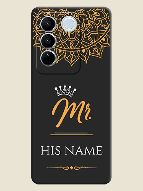 Custom Mr Name with Floral Design  on Personalised Space Black Soft Matte Cases - Vivo V27 Pro - alternate view