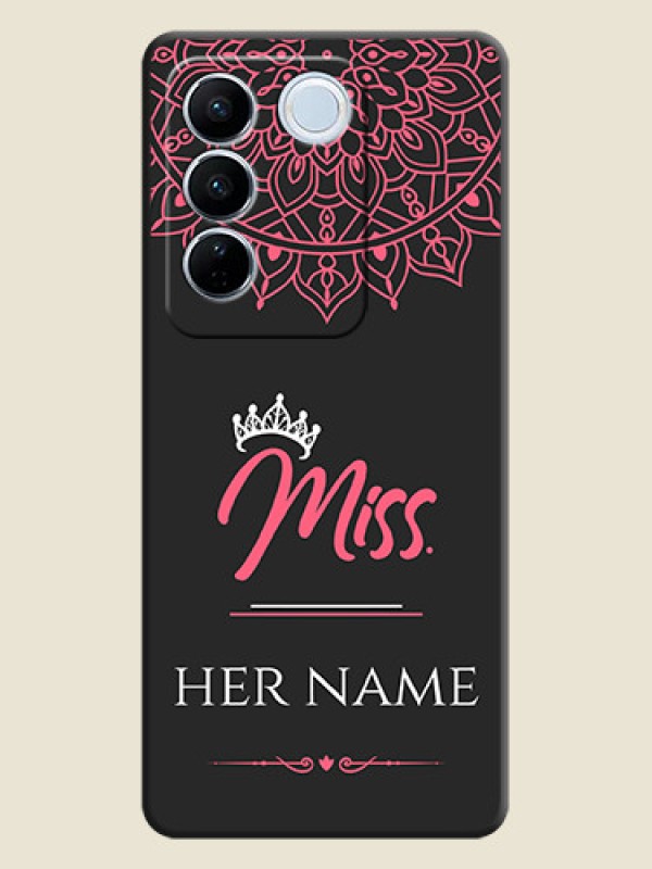Custom Mrs Name with Floral Design on Space Black Personalized Soft Matte Phone Covers - Vivo V27 Pro - alternate view