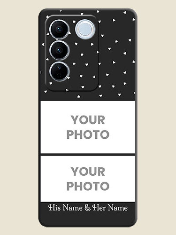 Custom Miniature Love Symbols with Name on Space Black Custom Soft Matte Back Cover - Vivo V27 - alternate view