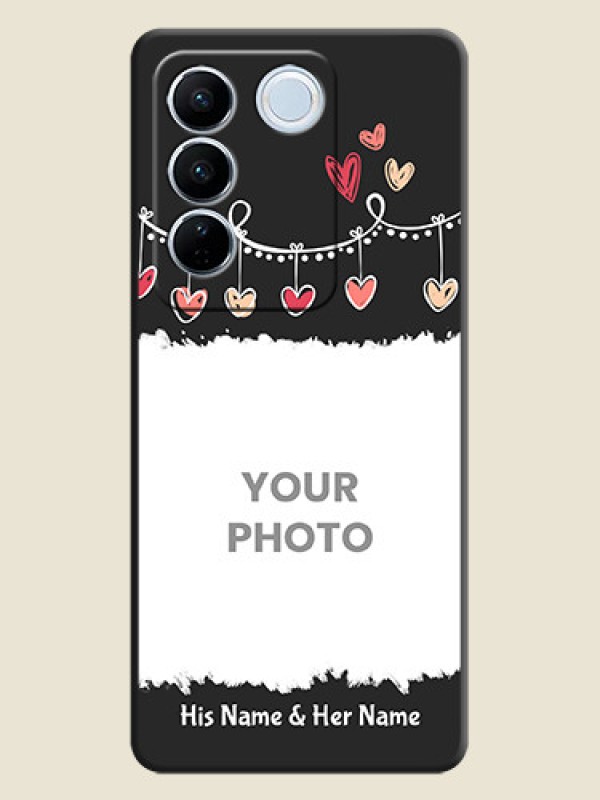 Custom Pink Love Hangings with Name on Space Black Custom Soft Matte Phone Cases - Vivo V27 - alternate view