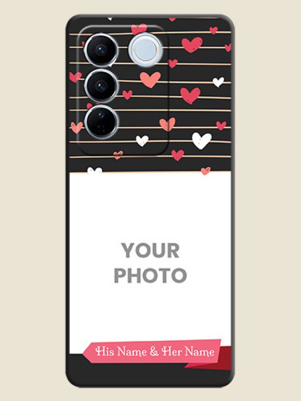 Custom Love Pattern with Name on Pink Ribbon  on Photo on Space Black Soft Matte Back Cover - Vivo V27 - alternate view