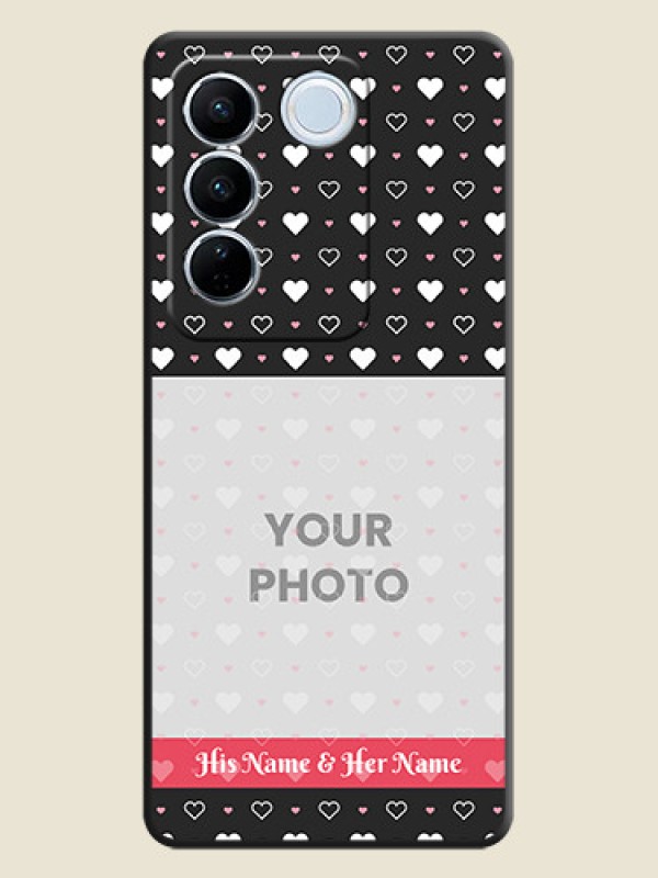 Custom White Color Love Symbols with Text Design on Photo on Space Black Soft Matte Phone Cover - Vivo V27 - alternate view