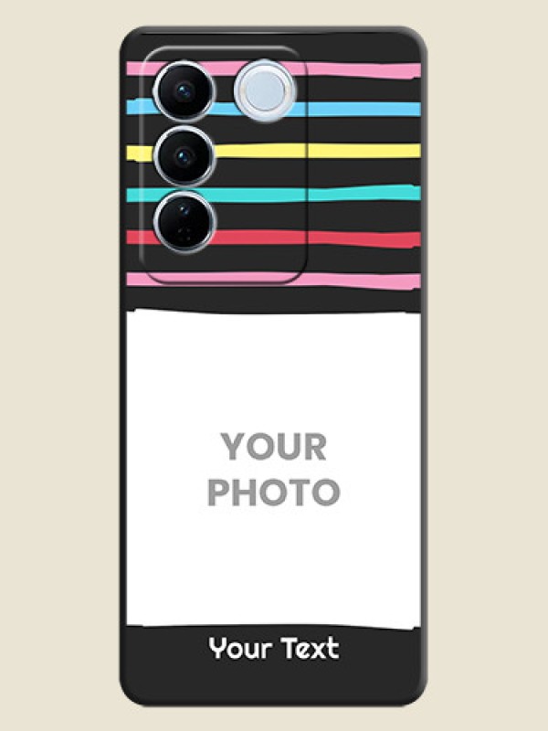 Custom Multicolor Lines with Image on Space Black Personalized Soft Matte Phone Covers - Vivo V27 - alternate view