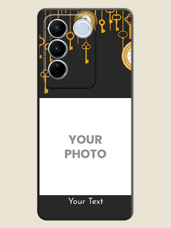 Custom Decorative Design with Text on Space Black Custom Soft Matte Back Cover - Vivo V27 - alternate view