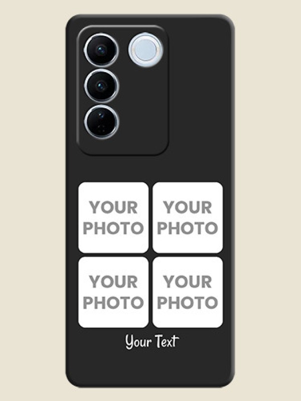 Custom Floral Art with 6 Image Holder on Photo on Space Black Soft Matte Mobile Case - Vivo V27 - alternate view